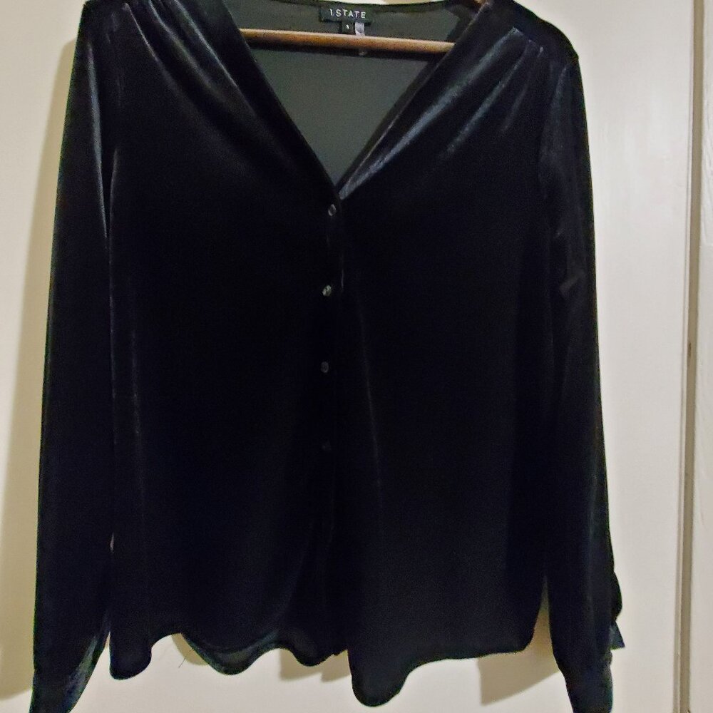 1. State Black Velour button up top in Small